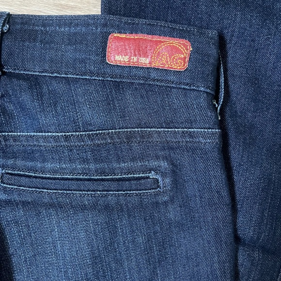AG Jeans Goldie Dark Denim Patch Pocket Bell Bottom size 27 - Picture 2 of 7